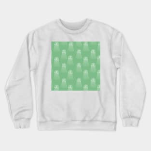 jellyfish aloha print pattern hawaii light pastel green and white Crewneck Sweatshirt